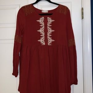 Burnt orange long-sleeve dress